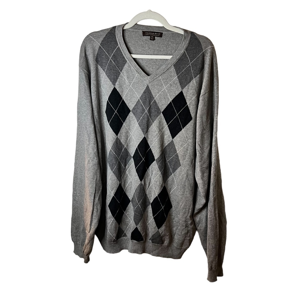 Chatham Road Cashmere /Cotton blend argyle sweater. Size: XXL